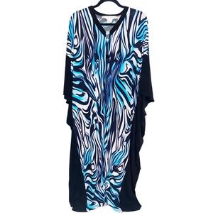 Vintage Diamond Tea Robe Womens Small Caftan Muu Muu House Coat Beachy Zip